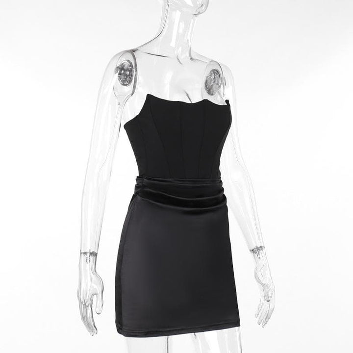 Ruched solid tube backless bustier mini dress  | Festival Outfits Women