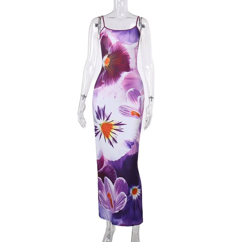 U neck flower print cami maxi dress  | Festival Outfits Women