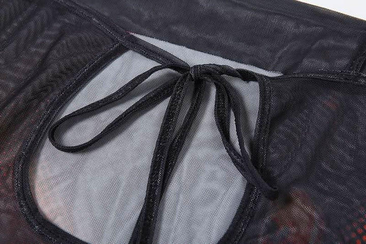 Abstract mesh high slit cami maxi dress  | Festival Outfits Women