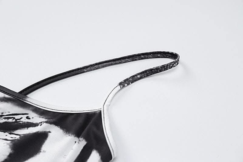 Square neck contrast print backless slit cami maxi dress-final-sale  | Festival Outfits Women