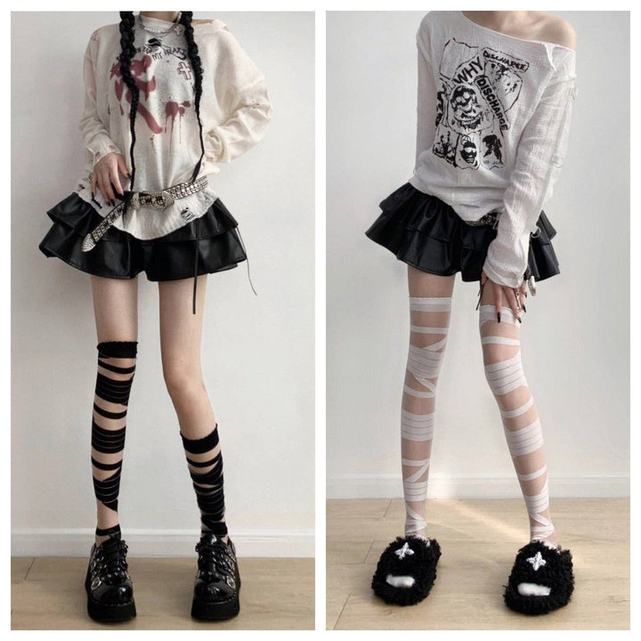 Bandage mesh thigh high socks  | Festival Outfits Women