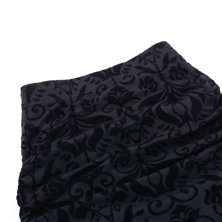 Irregular ruffle ruched print mesh mini skirt  | Festival Outfits Women