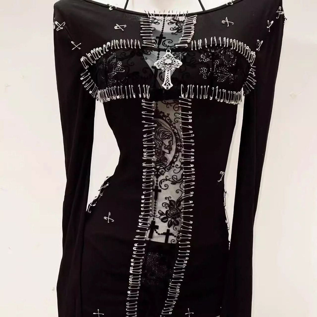 Long sleeve beaded pin applique print top  | Festival Outfits Women