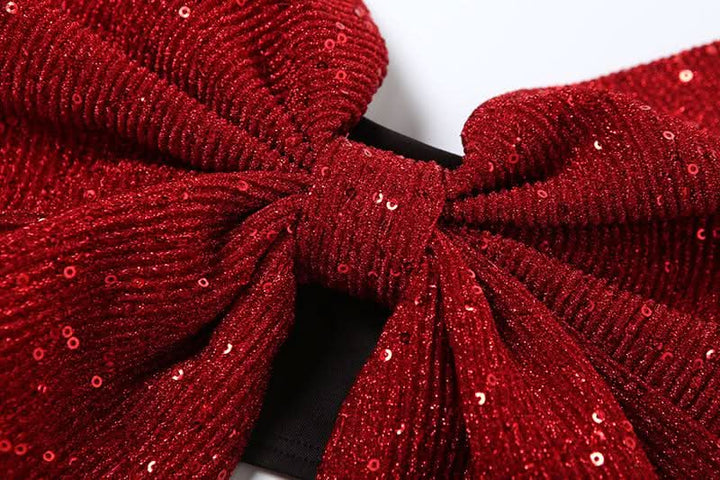 Bowknot glitter backless contrast tube top  | Festival Outfits Women
