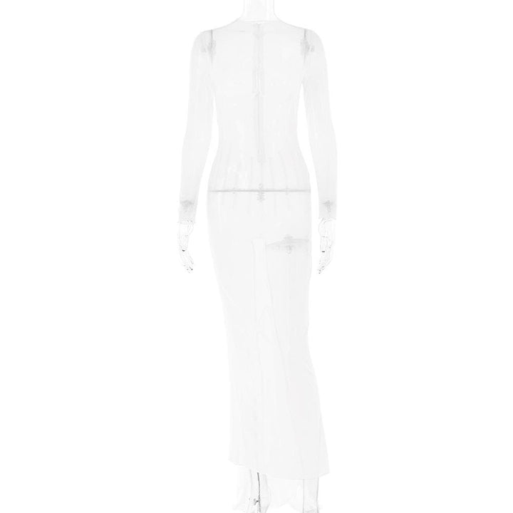 Riga mai dogon hannu mai sheer zip-up dinki mai dinki | Kayan Biki na Mata