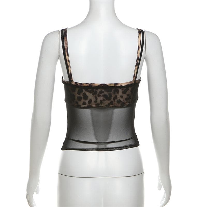 Leopard print mesh 2 piece top  | Festival Outfits Women  | Cheetah Print Top