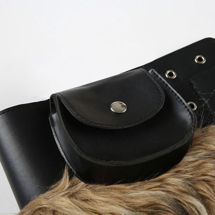 Fluffy PU leather adjustable buckle belt  | Festival Outfits Women