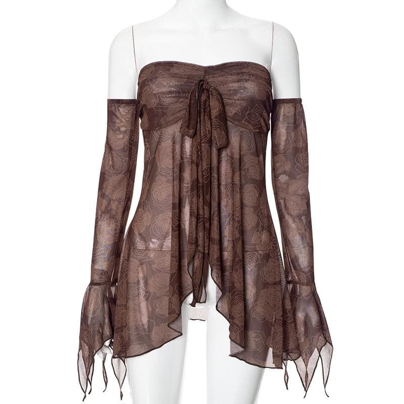 Doguwar riga mai sheƙi mai sheƙi a saman kafada | Kayan Biki na Mata