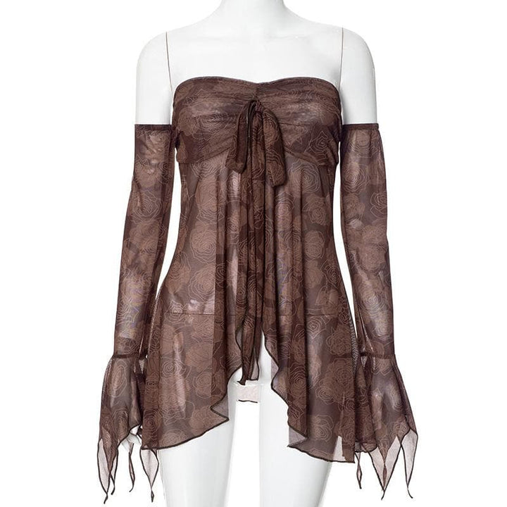 Doguwar riga mai sheƙi mai sheƙi a saman kafada | Kayan Biki na Mata