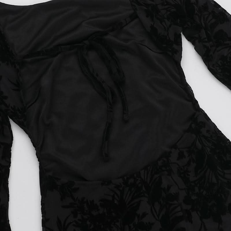 Round neck long sleeve self tie flower print maxi dress  | Festival Outfits Women