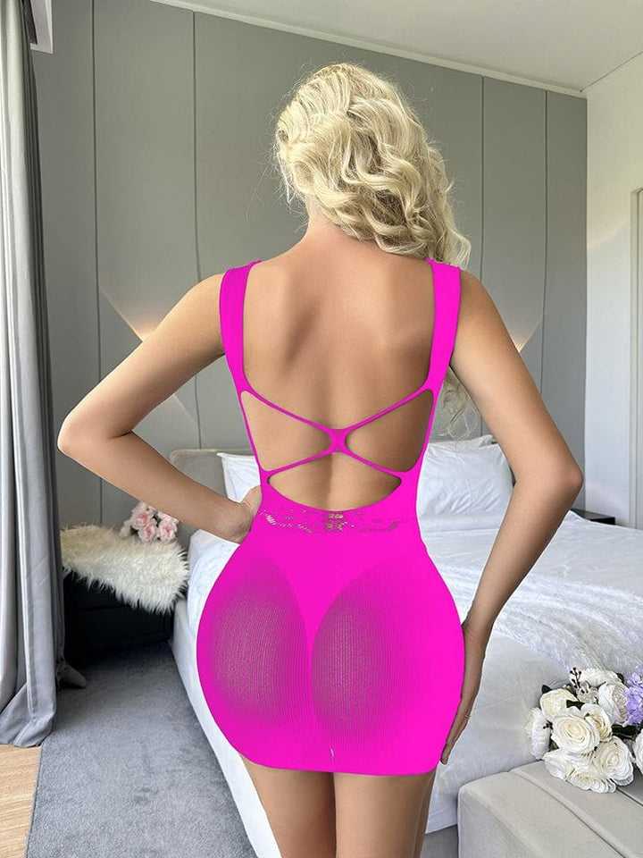 U neck cross back net mini dress  | Festival Outfits Women