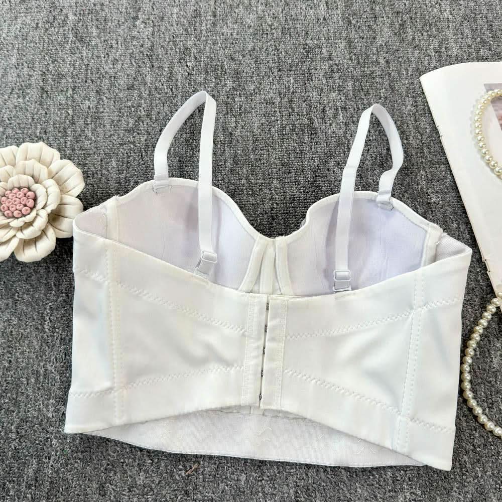 Beaded v neck button backless cami top  | Festival Outfits Women