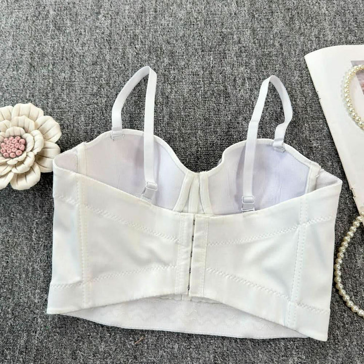 Beaded v neck button backless cami top  | Festival Outfits Women