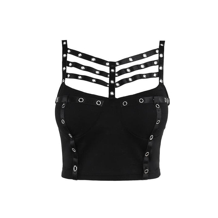 Hollow out backless solid sleeveless crop cut out top  | Festival Outfits Women