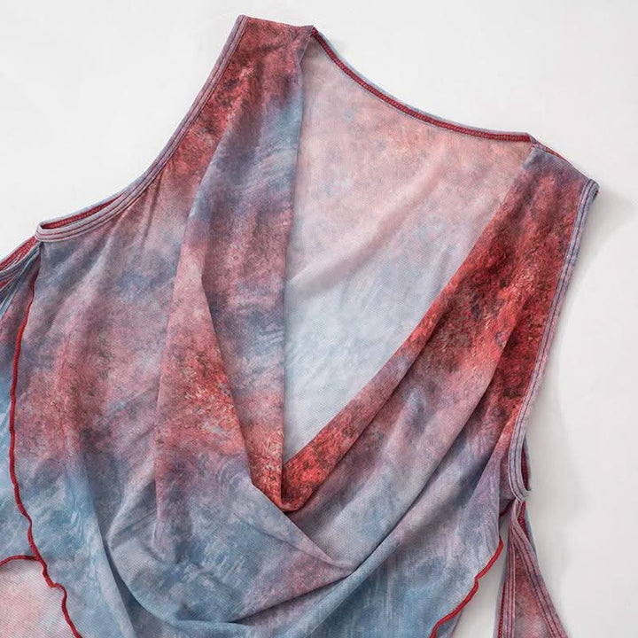 Cowl neck off shoulder ruffle top  | Festival Outfits Women