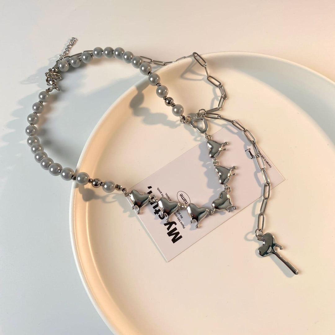 Layered heart beaded choker necklace  | Festival Outfits Women