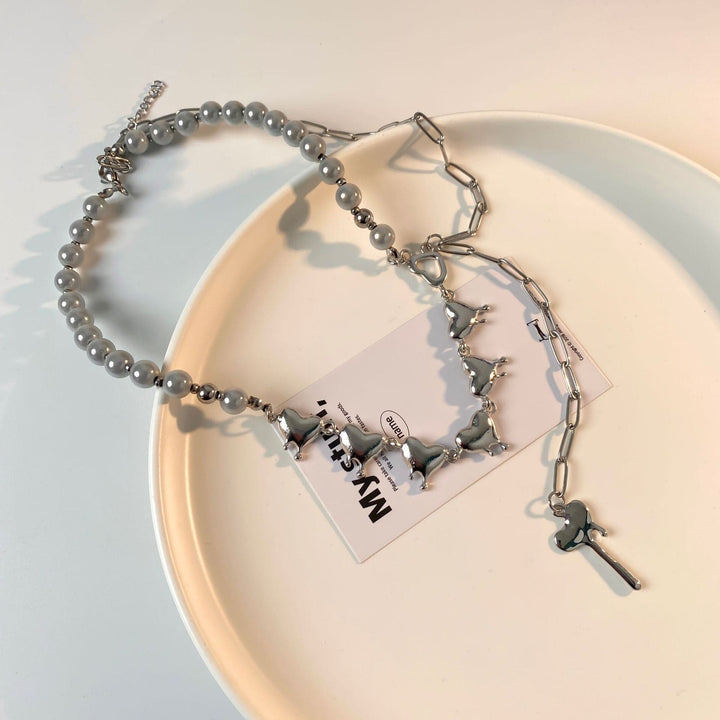 Layered heart beaded choker necklace  | Festival Outfits Women