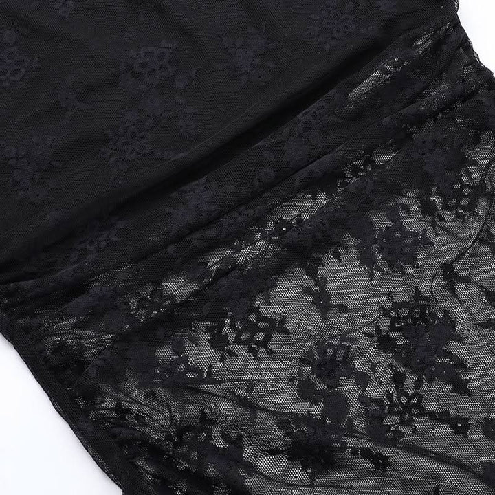 Lace cross applique irregular tube mini dress  | Festival Outfits Women