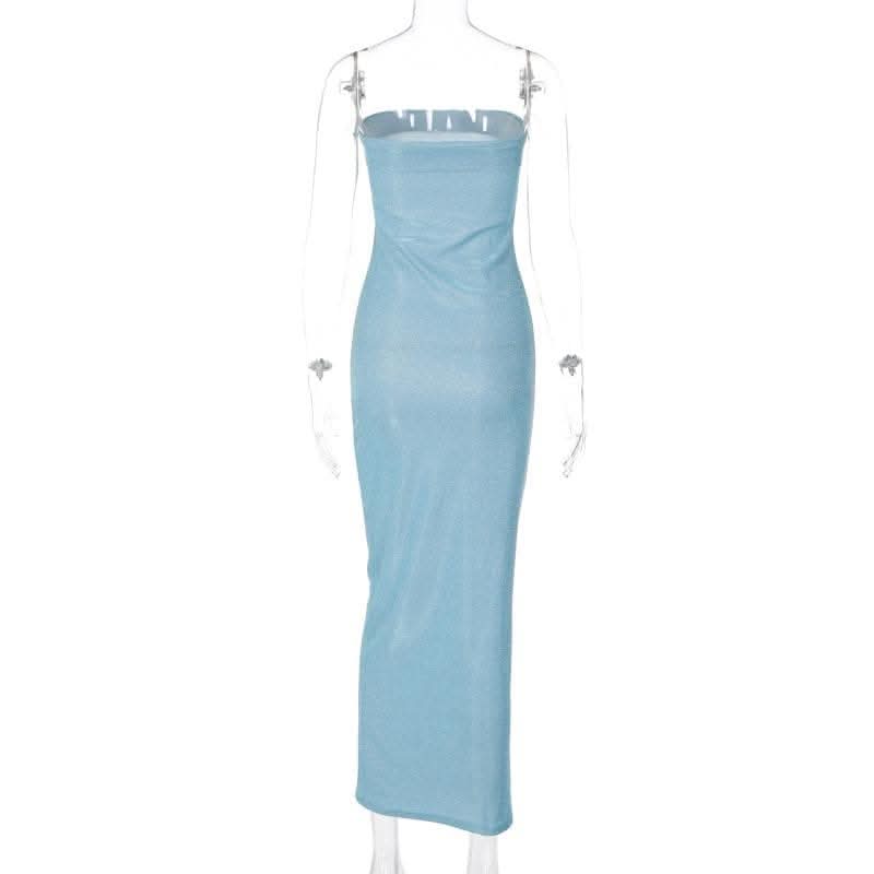Textured solid backless sleeveless tube maxi dress-final-sale  | Festival Outfits Women