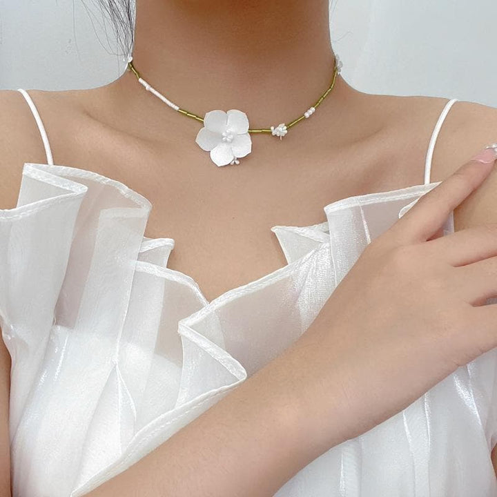 Kayan ado na fure mai sarkar lu'u-lu'u | Kayan Biki na Mata