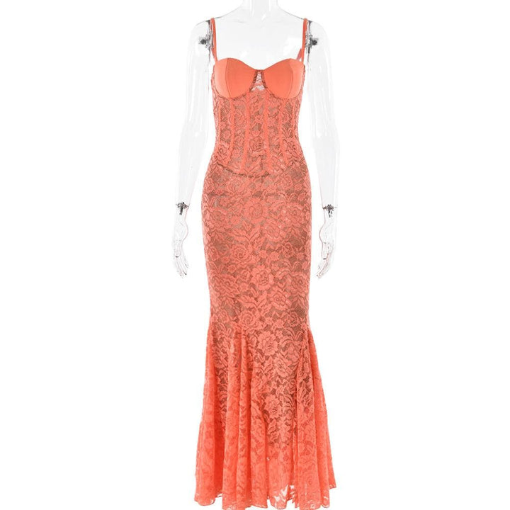 Sweetheart neck lace bustier cami maxi dress  | Festival Outfits Women