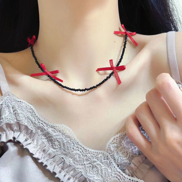 Bowknot beaded choker necklace  | Festival Outfits Women