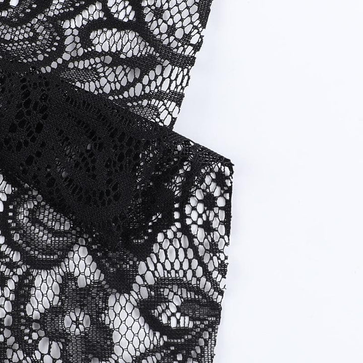Halter backless lace flower pattern solid top  | Festival Outfits Women