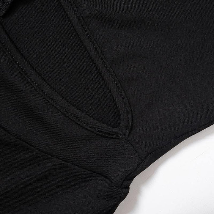 Hollow out irregular long sleeve high neck solid jumpsuit-final-sale  | Festival Outfits Women