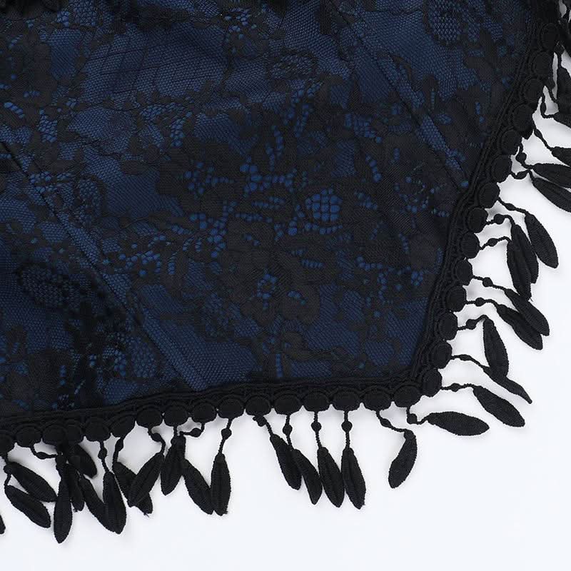 Off shoulder bowknot tassels lace top  | Festival Outfits Women