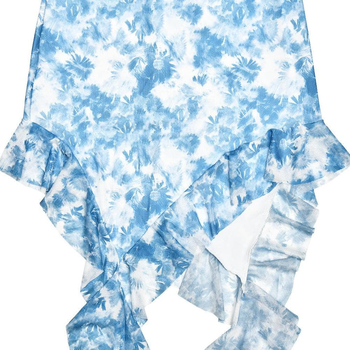 Halter ruffle tie dye irregular backless mini dress  | Festival Outfits Women