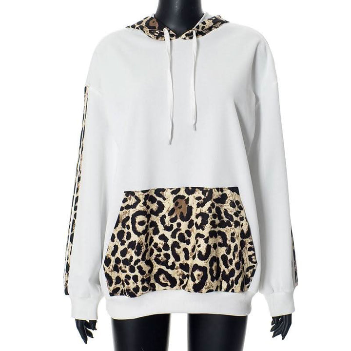 Hoodie long sleeve leopard print pocket top  | Festival Outfits Women  | Cheetah Print Top