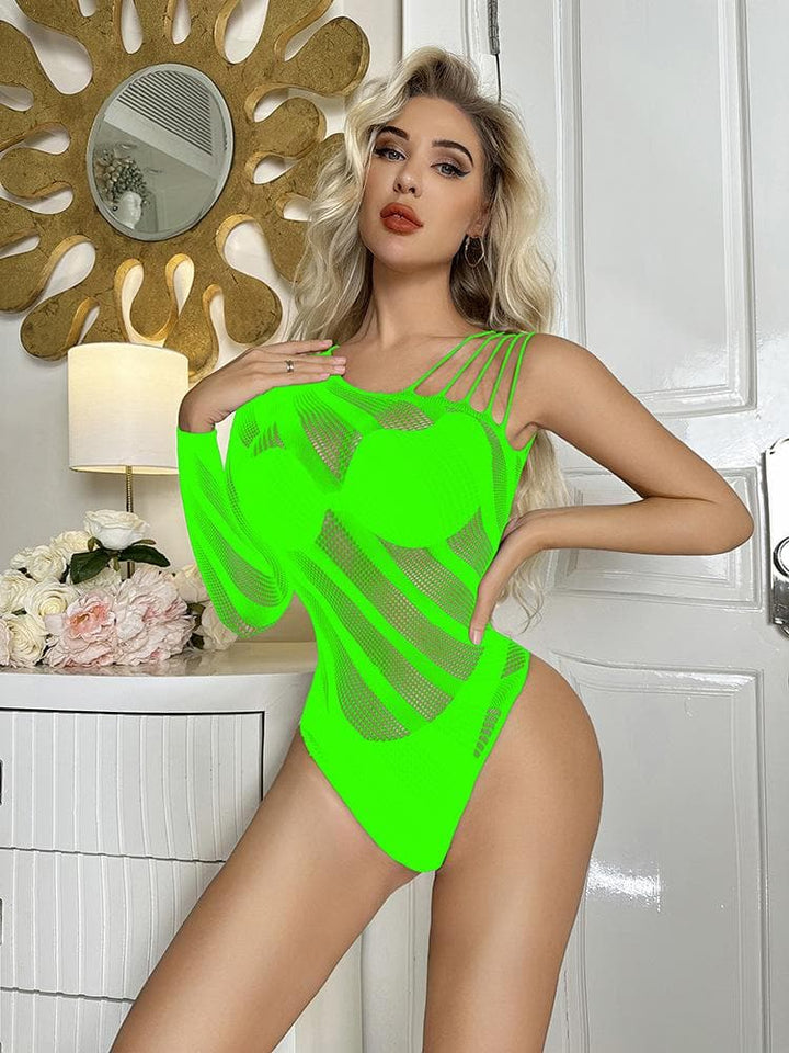 Long sleeve off shoulder irregular strappy bodysuit  | Festival Outfits Women