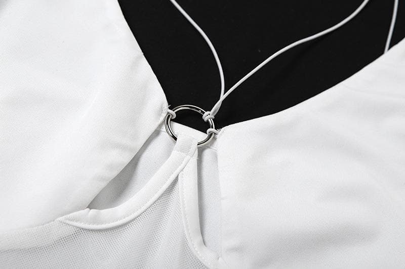 Long sleeve gloves o ring hollow out shrug 2 piece bodysuit  | Festival Outfits Women