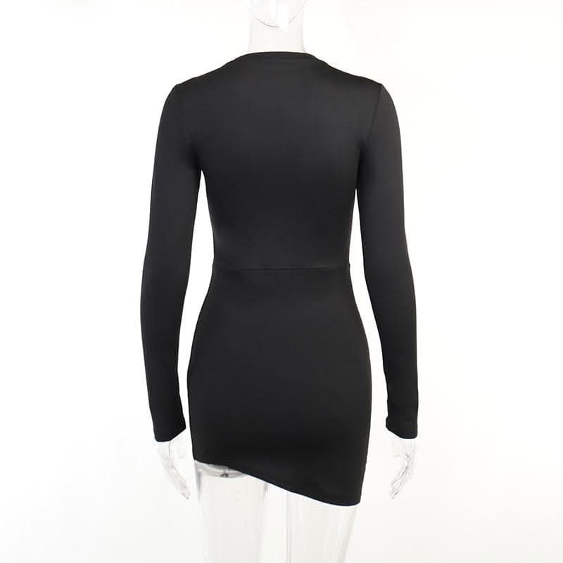 Long sleeve solid beaded sexy girl pattern mini dress-final-sale  | Festival Outfits Women