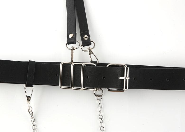 Buckle PU leather metal chain adjustable belt  | Festival Outfits Women