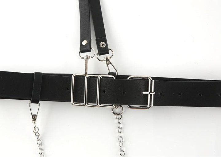 Buckle PU leather metal chain adjustable belt  | Festival Outfits Women