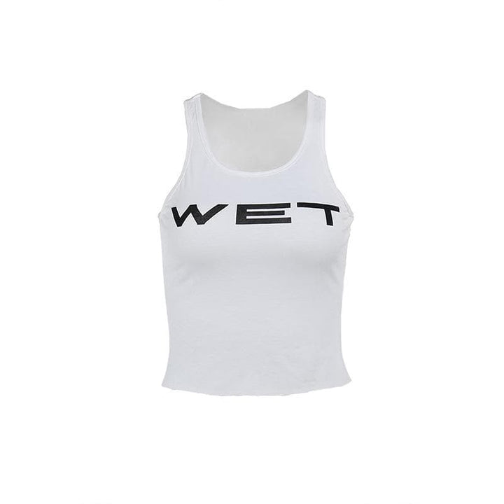 Sleeveless u neck “wet” print tank top  | Festival Outfits Women