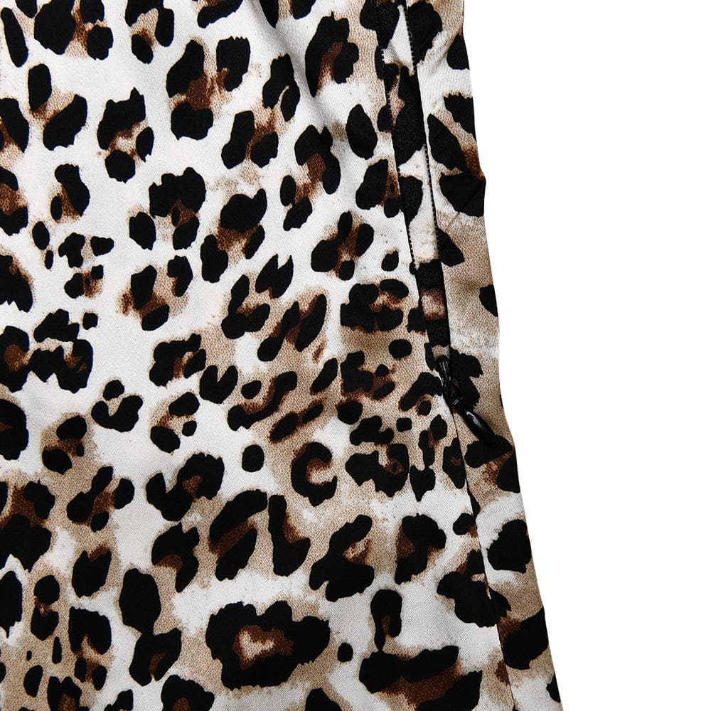 V neck leopard print lace see through cami mini dress  | Festival Outfits Women  | Leopard Print Mini Dress