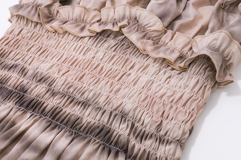 Riga mai kama da taye mai kama da ruffle taye mai kama da smocked sweetheart weight cami top | Kayan Biki na Mata