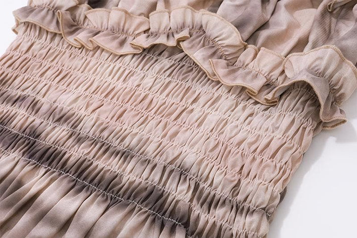 Riga mai kama da taye mai kama da ruffle taye mai kama da smocked sweetheart weight cami top | Kayan Biki na Mata