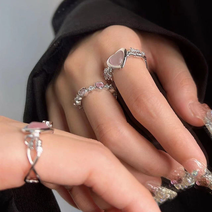 Heart rhinestone contrast ring  | Festival Outfits Women