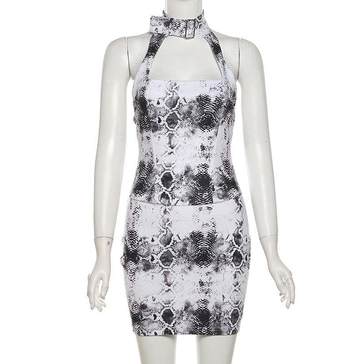 Riga mara baya mara hannu ta Halter mai siffar maciji | Kayan Biki na Mata