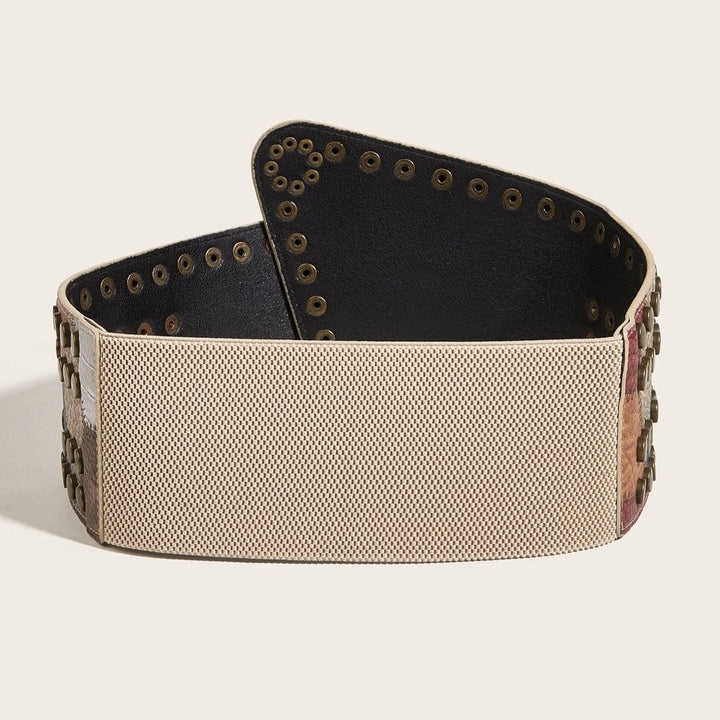 PU leather buckle adjustable patchwork belt  | Festival Outfits Women
