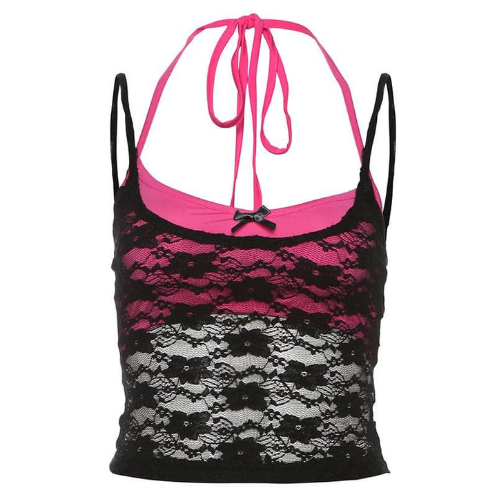 Halter lace bowknot 2 piece top  | Festival Outfits Women