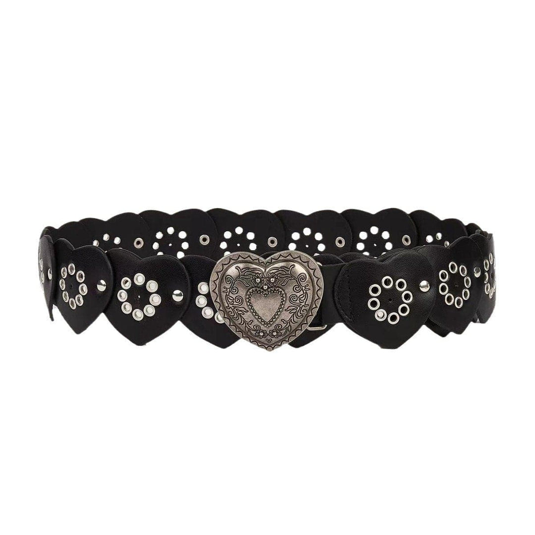 Heart hollow out patchwork PU leather belt  | Festival Outfits Women