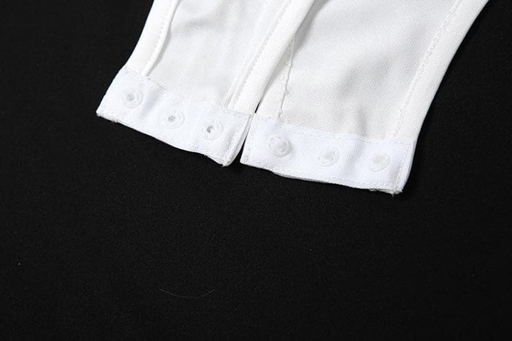 Long sleeve gloves o ring hollow out shrug 2 piece bodysuit  | Festival Outfits Women