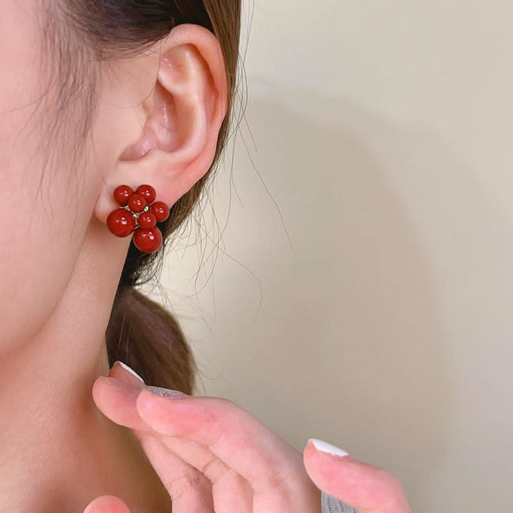 Bowknot heart faux pearl pendant stud earrings  | Festival Outfits Women