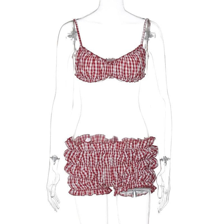 Plaid print smocked cami pant set  | Festival Outfits Women