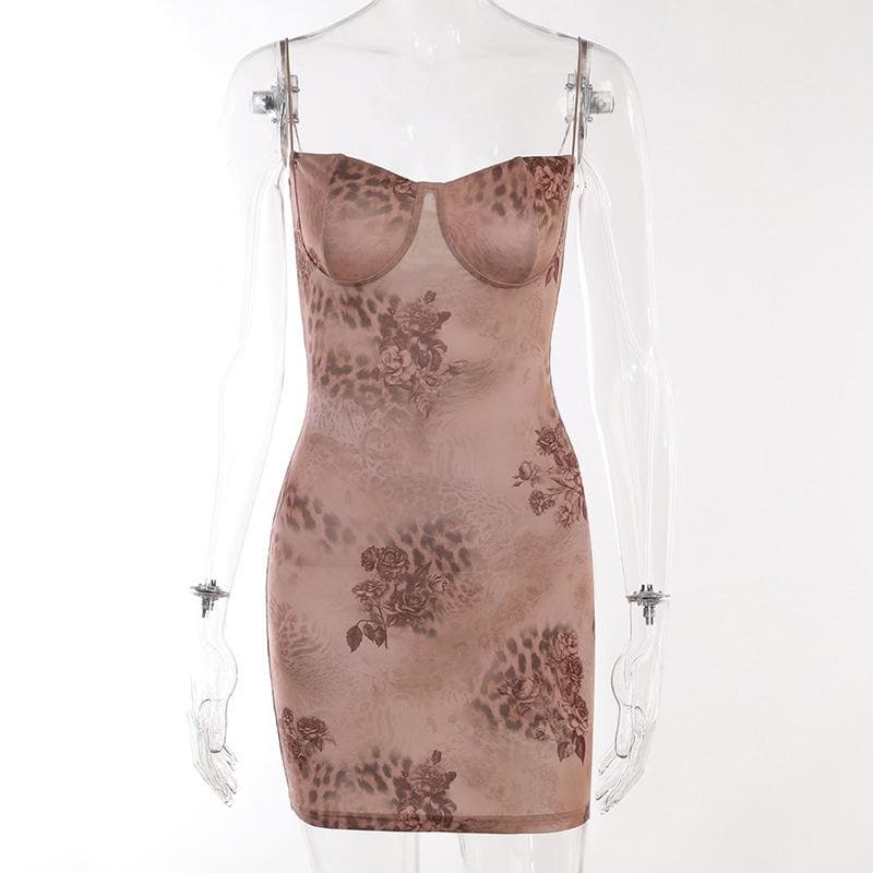 Leopard print sweetheart neck backless cami mini dress  | Festival Outfits Women  | Leopard Print Mini Dress