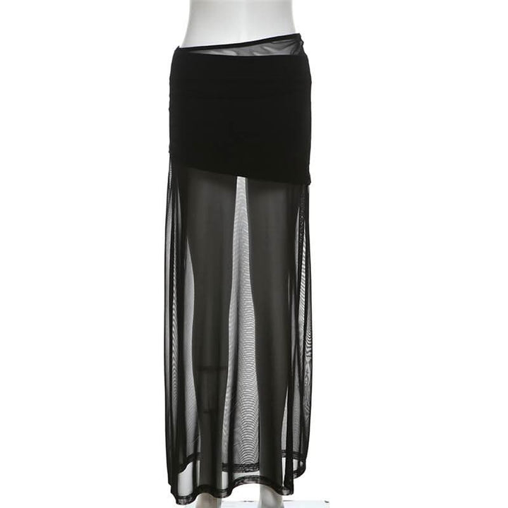 Ruched mesh solid maxi dress  | Festival Outfits Women
